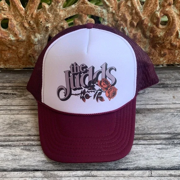 Vintage The Judds Concert Hat by OTTO Maroon and White Mesh Trucker Cap - Picture 1 of 13